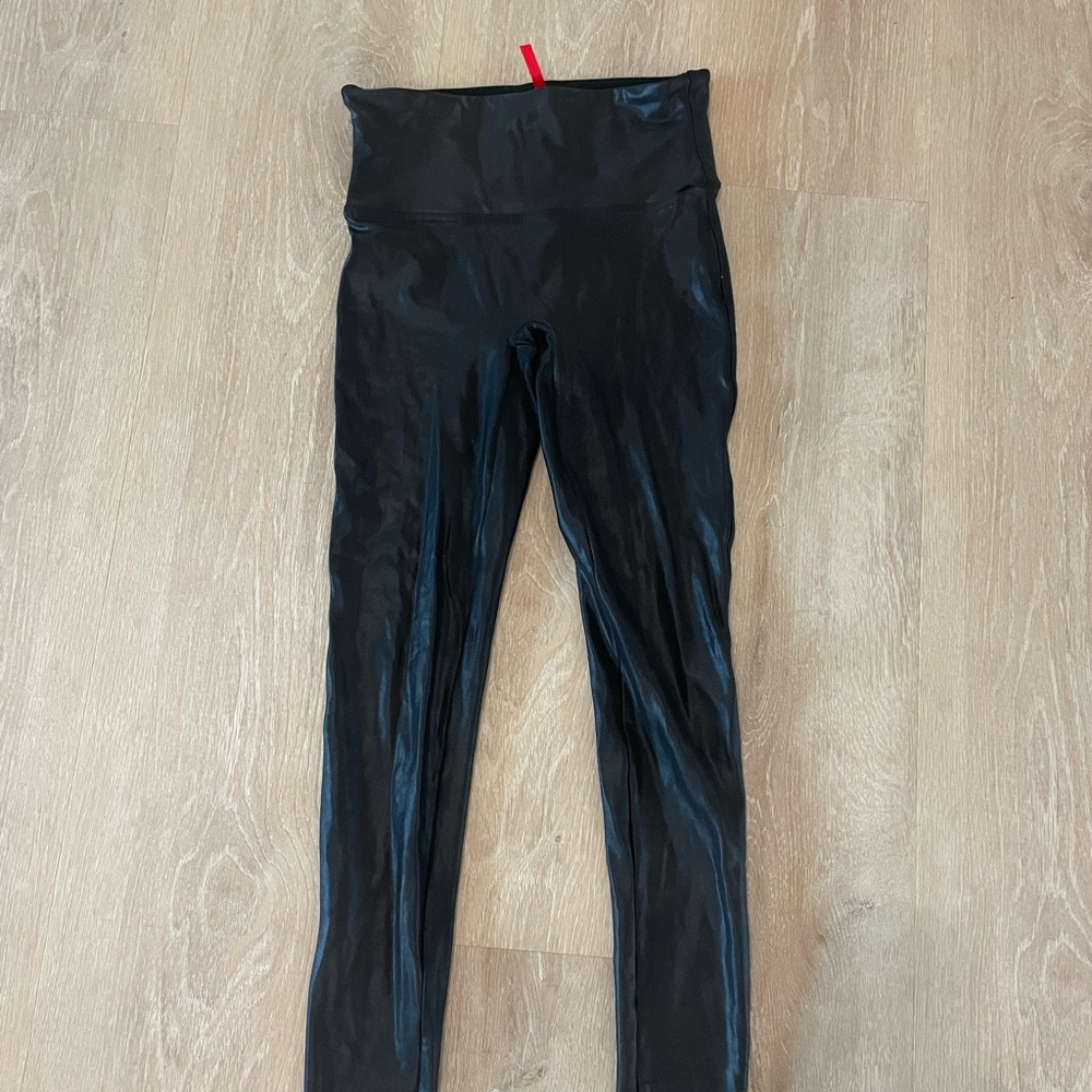 Spanx High-Waist Faux Leather Black Leggings - Picture 3 of 5